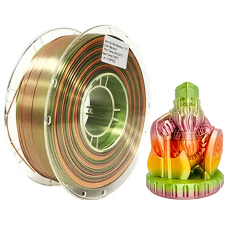OEM Vente en gros 1kg 1.75mm 2.85mm 3D Silk Pla Printing Silk PLA Gradual Rainbow Filament PLA