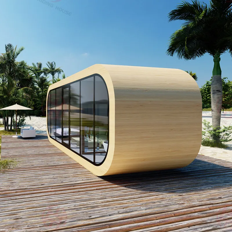 Produk baru Trailer perjalanan Apple kabin prefabrikasi kemasan datar Modular kontainer rumah di roda