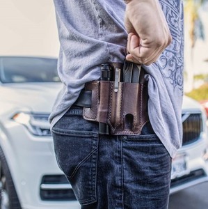 Echt Lederen Heren Taille Edc Gereedschapstassen Mes Riem Zaklamp Holster Schede Voor Outdoor Verdediging - Product Image 4