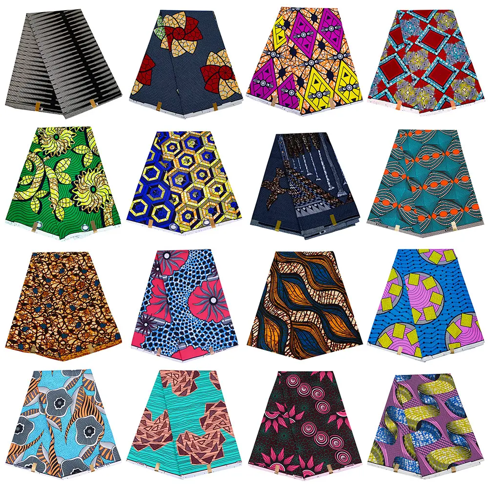 Material Nigeriano para vestido, tejido africano de algodón y poliéster, estampado de cera Real, 6 yardas, novedad