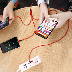 Cep telefonu naylon örgülü mikro USB tip C 8 Pin kablosu kablolu telefon şarj tipi C kablo hızlı şarj 3 in 1 çoklu USB veri kablosu - Product Image 5