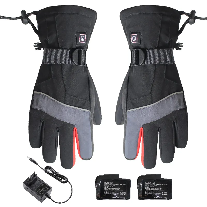 Wiederaufladbare beheizte Skihandschuhe schützende Outdoor-Sport-Lederhandschuhe mit Batterie Motorradbeständig