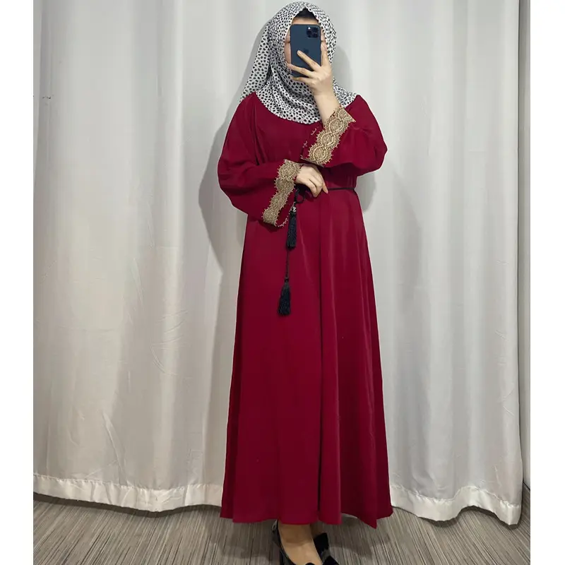 Offre Spéciale solide dames dentelle musulman abaya personnalisé plaine simple maxi islamique EID abaya femmes robe musulmane 2023 dubai