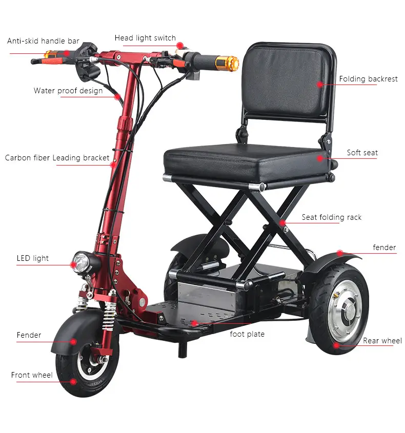 Nueva moda 350W poderosa eléctrica plegable Movilidad de Scooter para adultos
