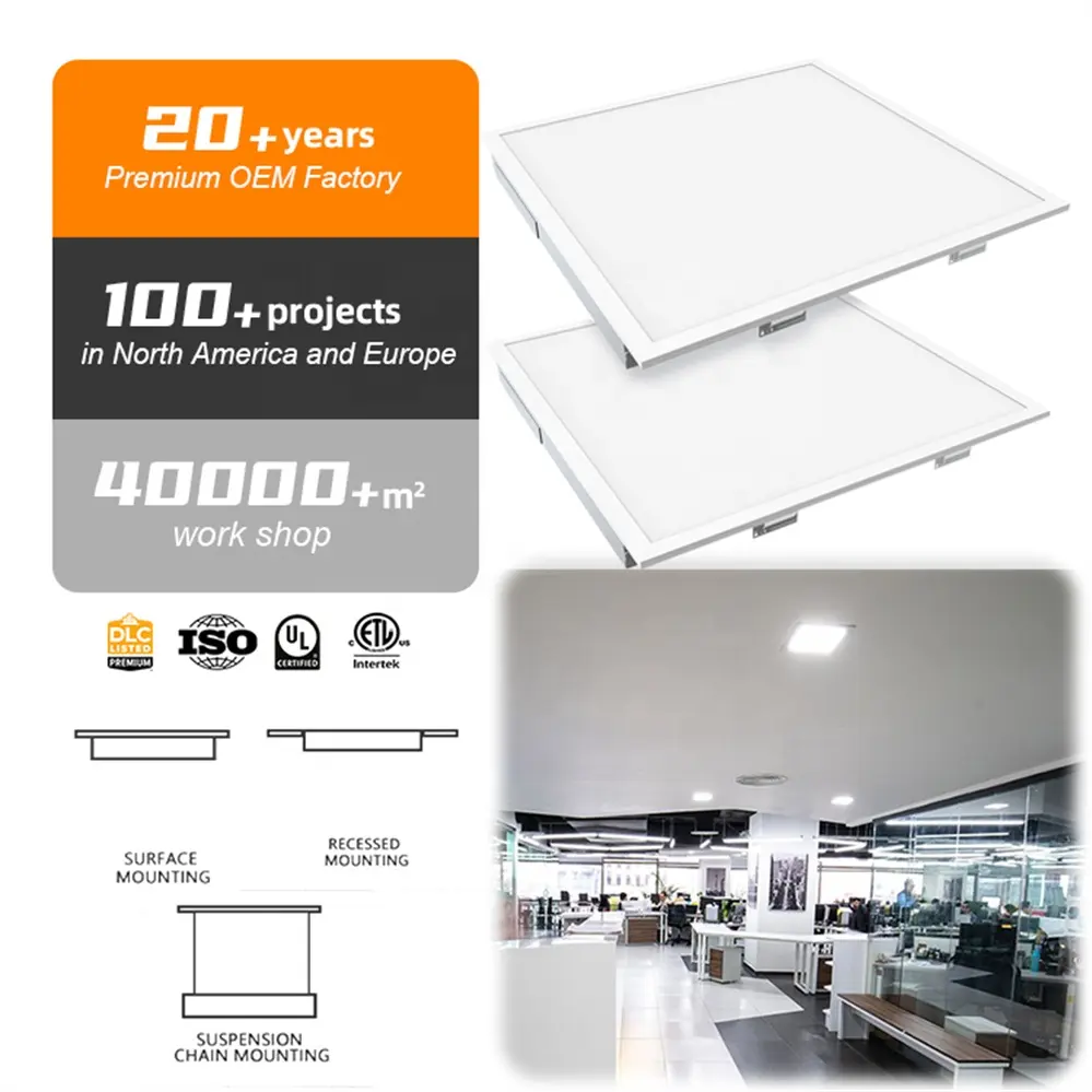 Panel de luz Led Industrial Brandon 60Cm X 60Cm Saa Ce Ul Certificación Panel de luz Led 1*4 pies para Canadá