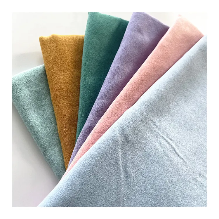 Tissu en daim microfibre 100% polyester tissé en daim collé composé de maille tricotée pour housse de canapé coussin