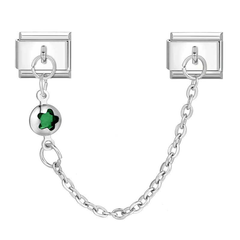 Diamant vert étoile à cinq branches Argent