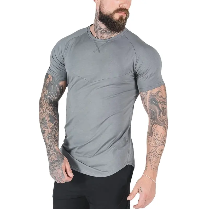 Camisetas personalizadas de corte y costura para hombre, camisetas deportivas ajustadas de entrenamiento