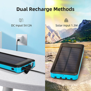 太阳能带4根电缆无线电话5w无线充电电源组usb c微型10000毫安便携式充电器太阳能电源组