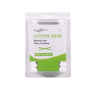 55 Stück Doppelkopf-Wattes täbchen Plastic Stick Blister Card Packed Ideal zum Reinigen von Nase und Ohren - Product Image 4