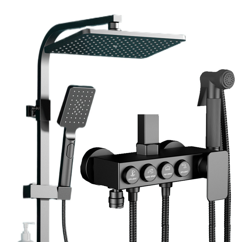 JH021 Noir - Mitigeur 4 Boutons Tube Carré