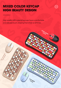 Precio al por mayor de fábrica Diseño punk Color 2,4G Ratón inalámbrico Inalámbrico 84 teclas Teclado Combos Colores mezclados - Product Image 6