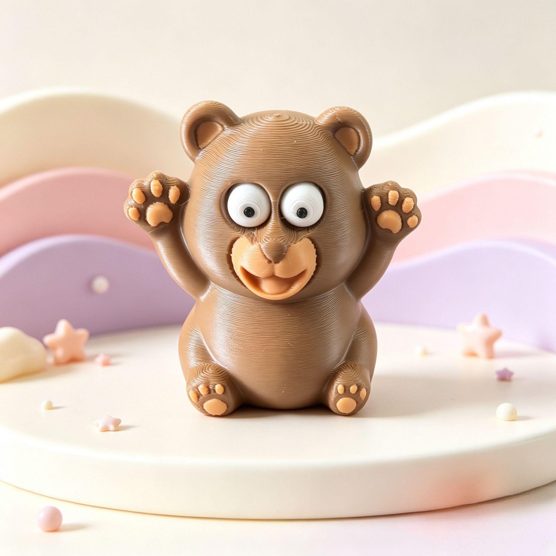 Oso 3D mirando fijamente, 65 cm, 23 g.