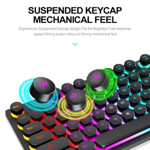Listo para enviar para el teclado de computadora Retro Punk con cable de juego de oficina iluminado RGB de 104 teclas T80 de - Product Image 3