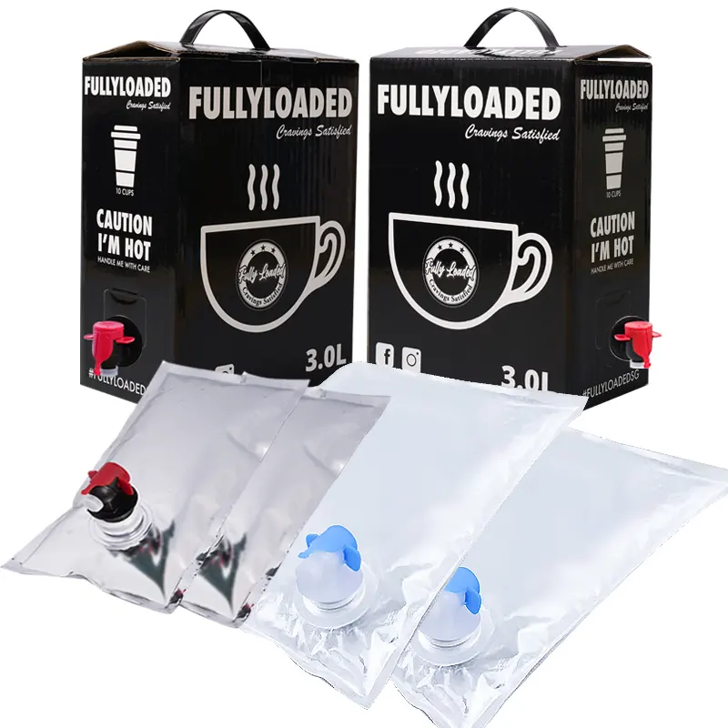 Alumínio transparente BIB 3L 5L 10L 20L plástico tap bag para beber água suco de vinho saco na caixa com válvula de borboleta vitop