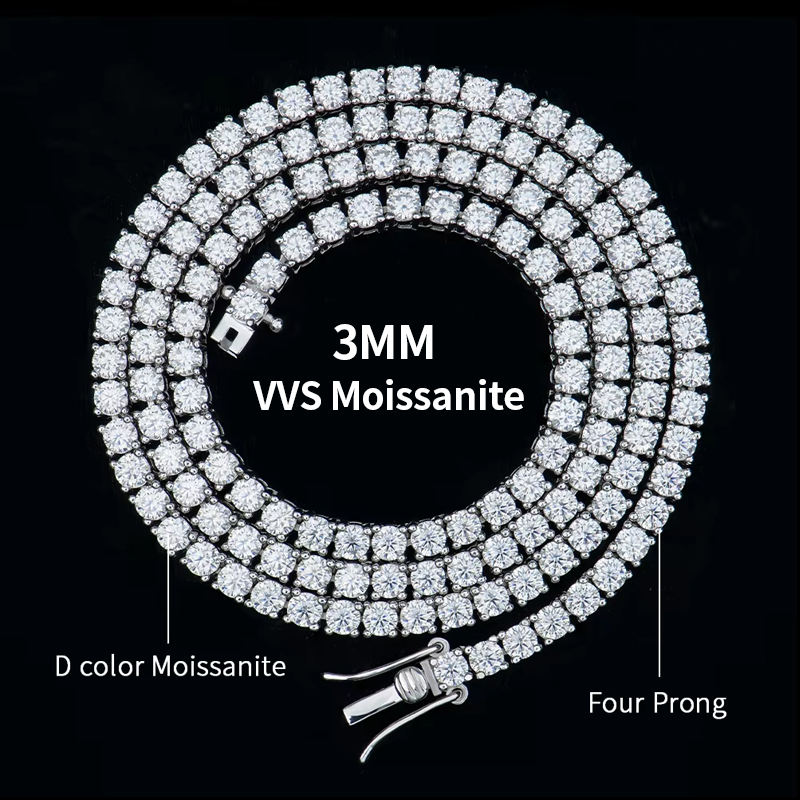 Silver 3mm Moissanite