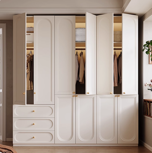 Armoire de campagne française de taille personnalisée en armoire classique en bois sculpté blanc avec porte en MDF style vieilli - Product Image 5