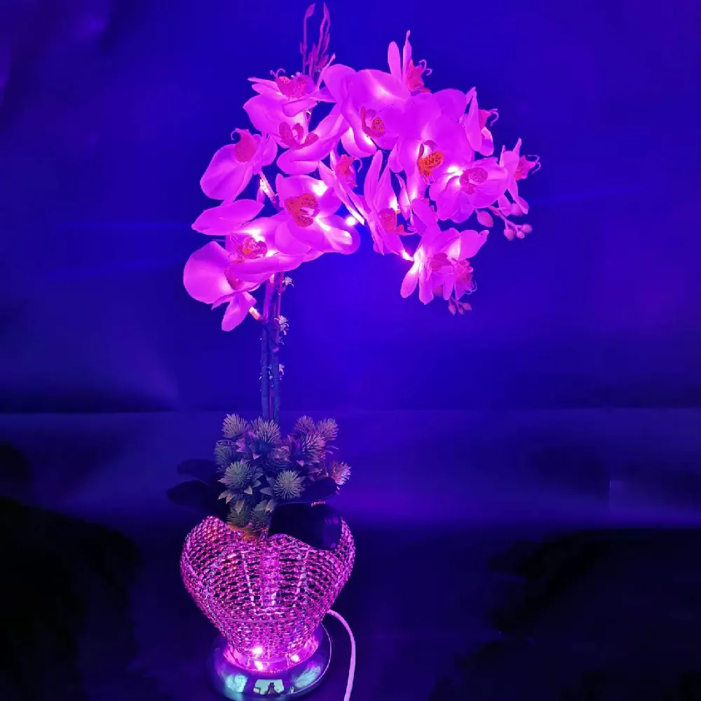 Vaso de flores artificiais de fibra óptica para decoração de festas com luz grande Peônia
