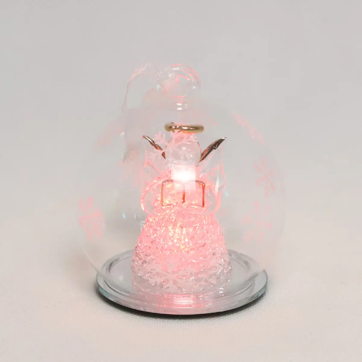 צבע שינוי צבע כדור זכוכית הוביל קישוט דקורטיבי מוארת מלאך חג מולד זכוכית מחזיק כוכב שלג