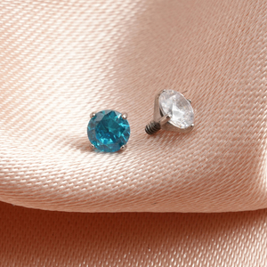 Sağ Grand Implant sınıf titanyum 16G 3mm/4mm kübik zirkonya dahili dişli sarmal kulak kıkırdak Tragus damızlık Piercing biter - Product Image 3