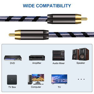 家庭影院用低音炮电缆RCA公对公HiFi 5.1 SPDIF立体声同轴音频电缆，高清电视，放大器扬声器音箱 - Product Image 4