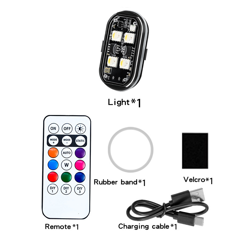 Une lumière, une télécommande, Velcro.