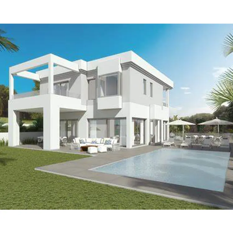 Villa de luxo estrutura de aço leve estilo novo, casa de férias modular profissional em américa para venda