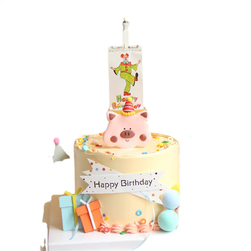 Surpresa palhaço aniversário vela banner brincadeira no instagram criança menino bolo decoração arranjo