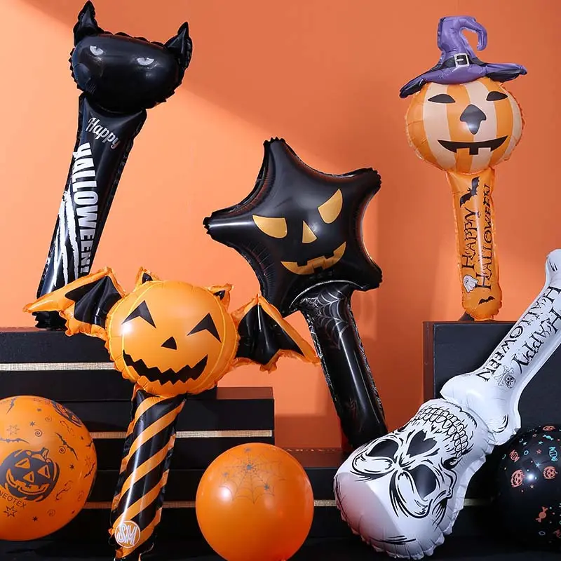 2023 Halloween neue heiß verkaufte Spinne Kürbis Zauberer aufblasbare Stick hält Ballon für Halloween Urlaub Party Dekoration