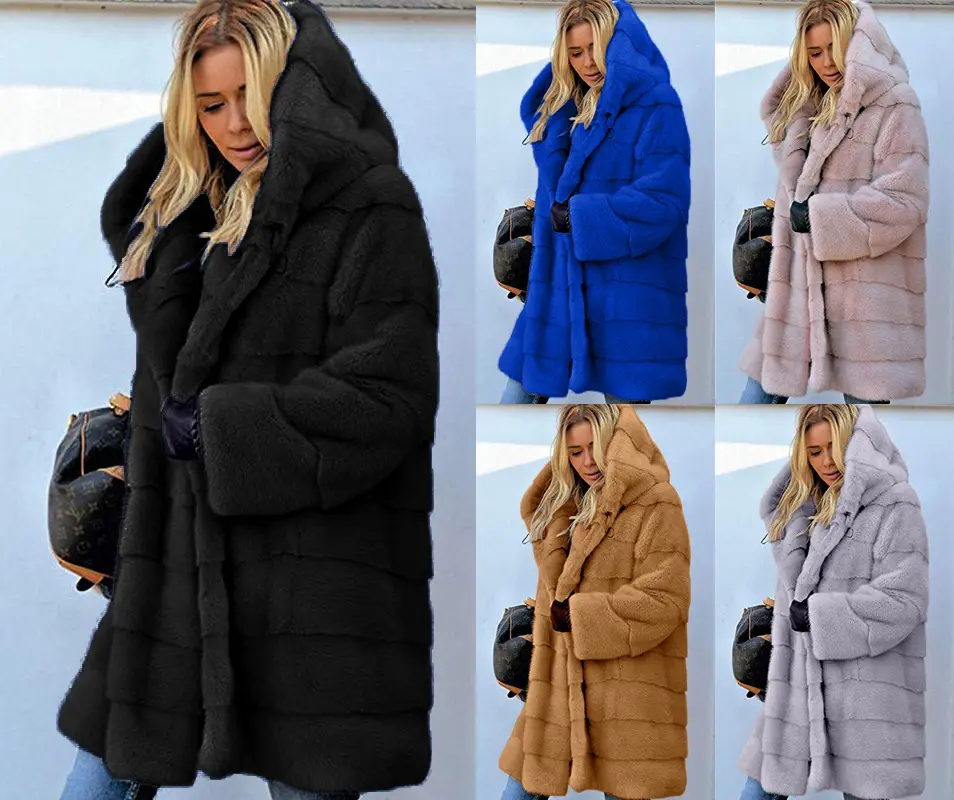 Manteaux d'hiver en fausse fourrure de vison pour femme, manteau Long à capuche, chaud, ample, grande taille 10Xl