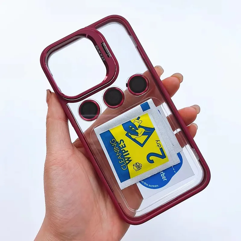 Capa de telefone clássica vermelha com suporte de telefone de alta qualidade para iphone 15pro15plus15promax