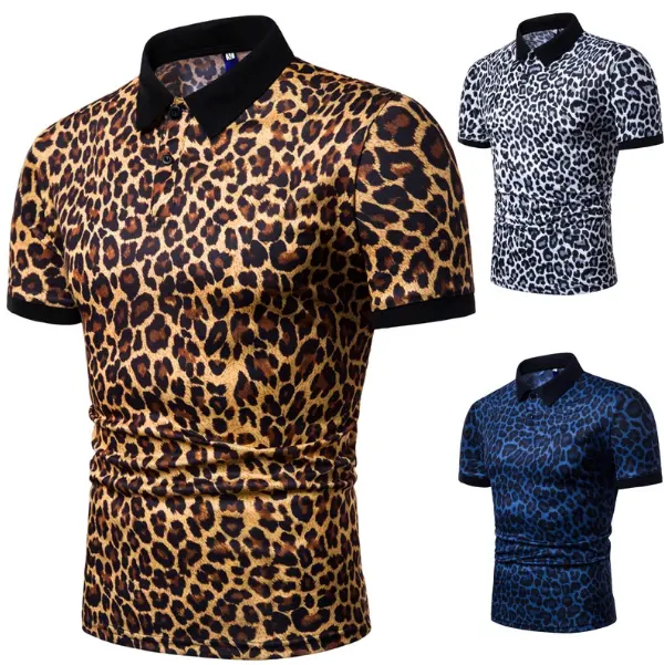 Camisa masculina estampa de lapela, camiseta com mangas curtas, nova, 2019