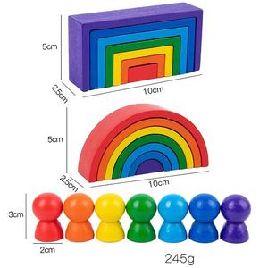 Ins <strong>Style</strong> High Quality Rainbow Block Kids Early Educational Wooden Stacking Block <strong>Toys</strong> for Boys and Girls 1-3-6 Years <strong>Old</strong> - Product Image 6