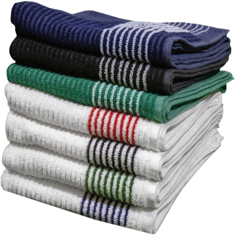 White towel black strips