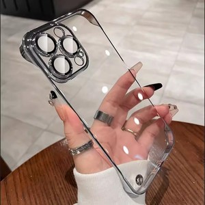 For iPhone 15 16 13 <strong>Pro</strong> Max Soft Frameless Phone Case with Electroplated Shockproof Plating Shell Acrylic Transparent Back Cover