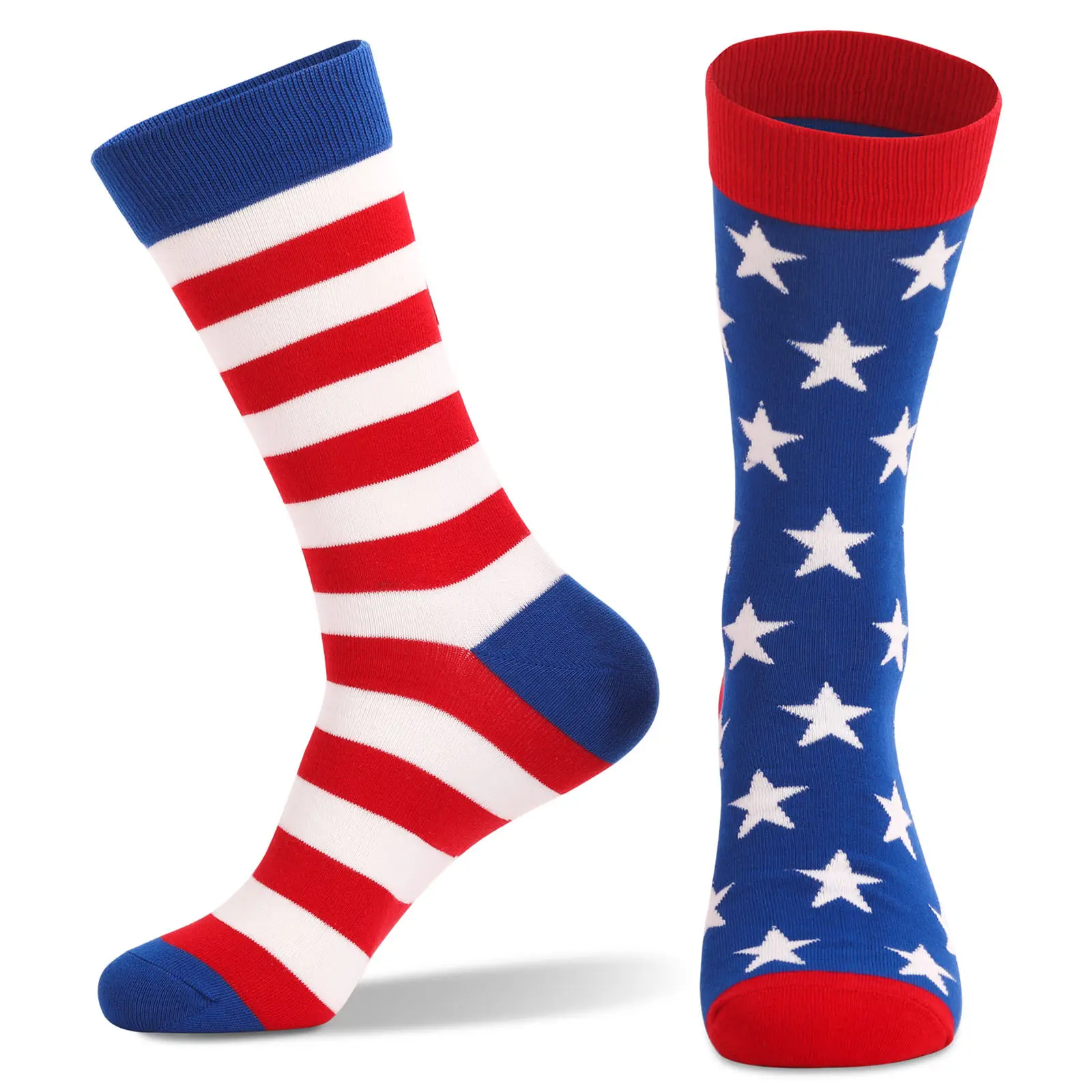 Calcetines de algodón peinado con estampado de estrellas, medias con diseño de Bandera Nacional Americana