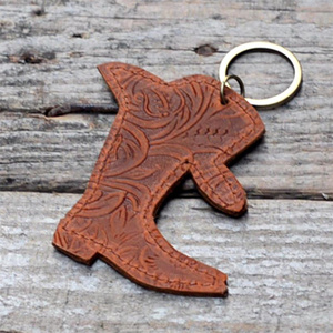 Hand Carved Unisex Keychains Cute Exotic Shape Tooled Leather <strong>Key</strong> Rings Unique Accessory Keychains for Men and Women - Product Image 3