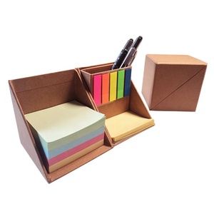 Juego de bloc de notas multifunción con almohadilla de notas de colores, caja de notas personalizada con soporte para bolígrafo para oficina y escuela
