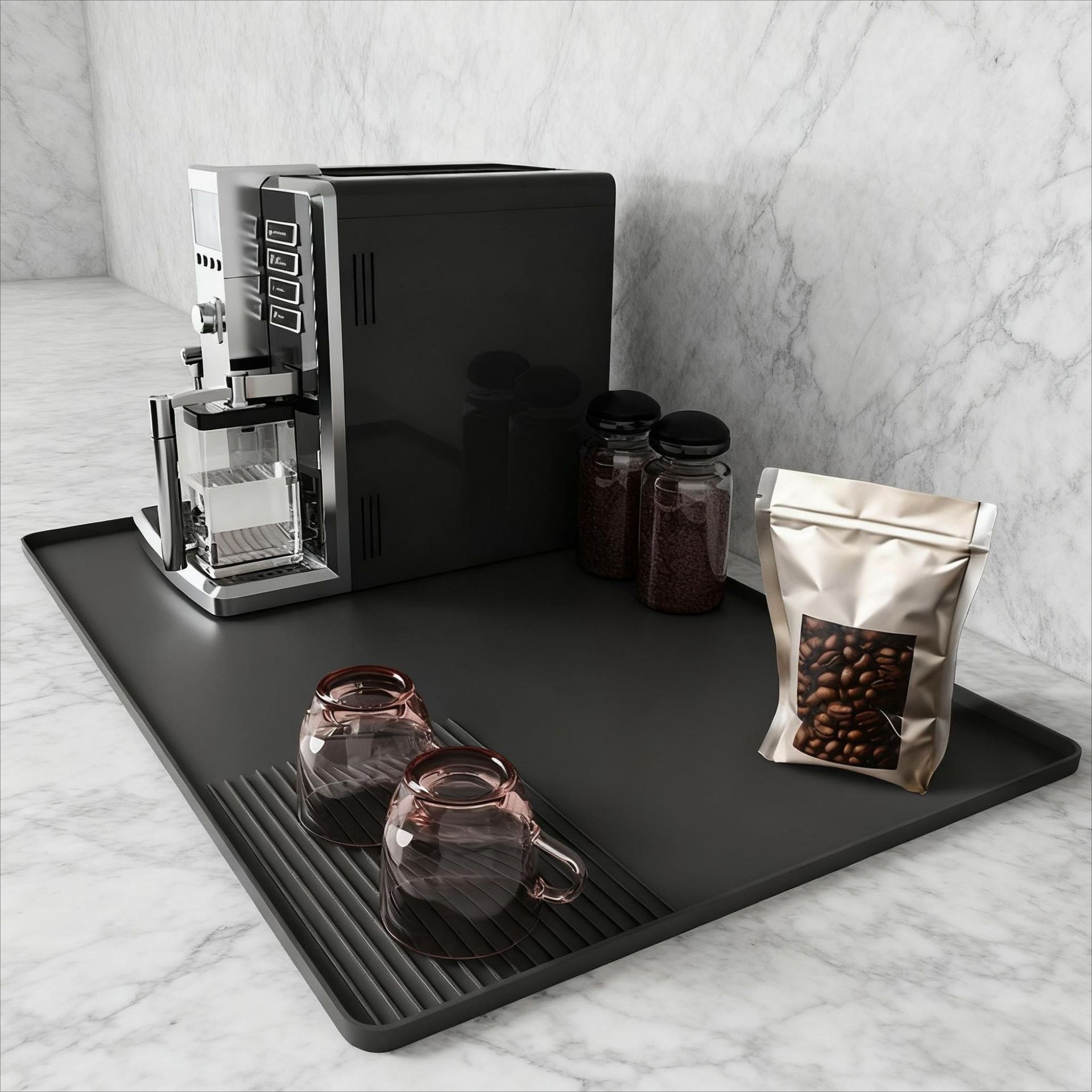 Tapis pour machine à café - Noir mat