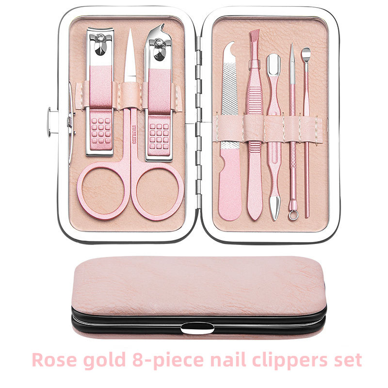 Set de cortaúñas de 8 piezas de oro rosa