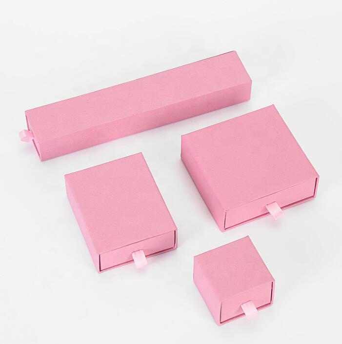 Hot Sale Black White Blue Pink Jewelry Box Earrings Necklace Bracelet Display Gift Box Drawer Paper