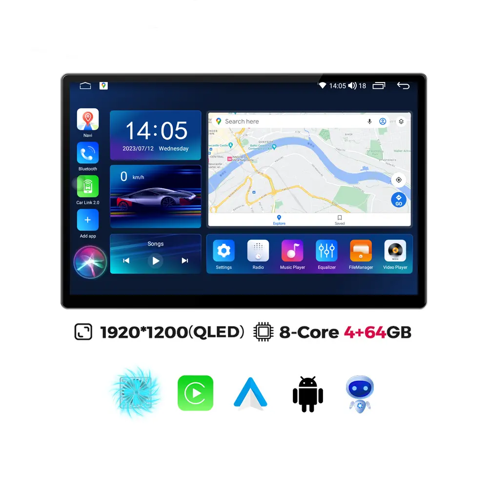 Android araba Radio13 inç Android 2 Din araba multimedya oynatıcı 2g 32g Aux Usb Wifi Bt evrensel Gps araba Stereo radyo