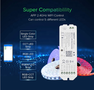 Контроллер для светодиодной ленты Miboxer WL5, 2,4 ГГц, Wi-Fi, 5 в 1, совместим с приложением Alexa Google Home Assistant для смартфона - Product Image 2