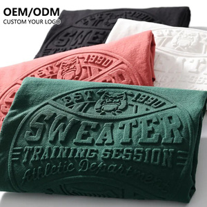 OEM للرجال طقم كنزة بهودي قطنية بأكمام طويلة مع كنزة صوفية ثلاثية الأبعاد منقوشة مخصصة كبيرة الحجم كنزة بغطاء رأس بطباعة شتوية - Product Image 1