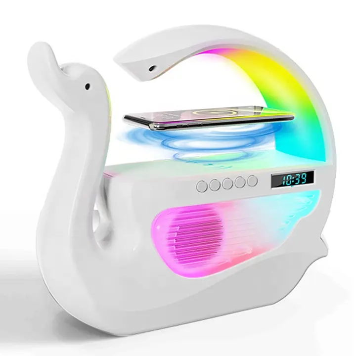 2024 New Design Wireless Charging Bluetooth Speaker Humidifier Night Light