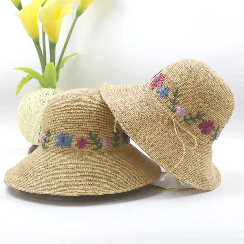 Attractive Designs Folding Straw Hat Wholesale Summer Beach Woven Paper Straw Hat