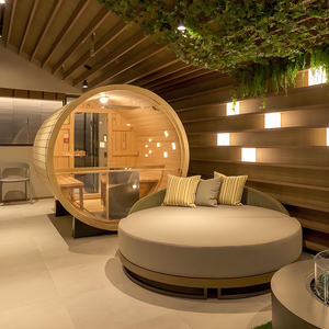 Madeira maciça 2-6 pessoa ao ar livre hotel europeu vapor seco sauna kit 40mm cicuta barril cedro vermelho canadense computador 6KW 9KW fogão