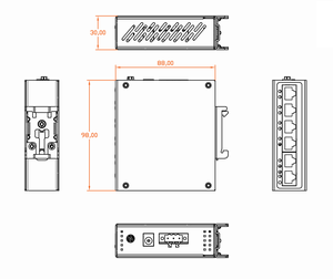産業用イーサネットスイッチ | 4xBase T | 2x100m光ファイバー | 40C-85C | カスタム設定 - Product Image 6