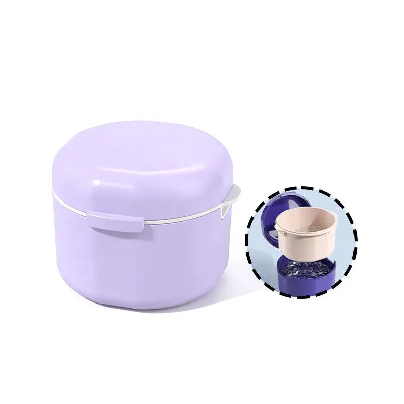 Denture Bath Case False Teeth Invisible Braces Box Denture Cleaning Strainer Retainer Case