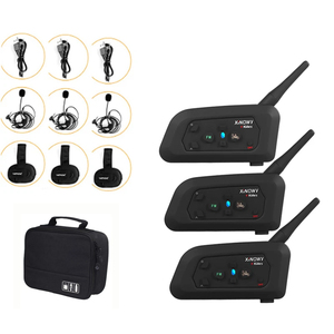 Paquete de 3 XINOWY V4c motocicleta Bluetooth 1200m impermeable sistema de comunicación dúplex completo 4 personas intercomunicador Auriculares Mano - Product Image 1